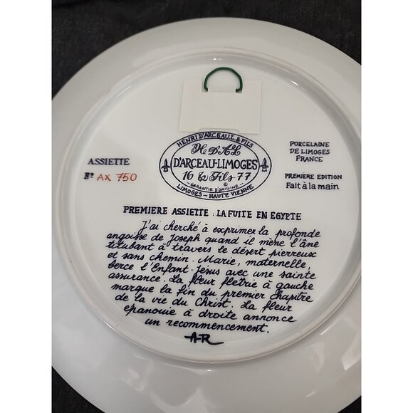 VTG 1975 D'Arceau-Limoges Noel Vitrail Series "La Fuite En Egypte" Plate 8.5" - Picture 6 of 6